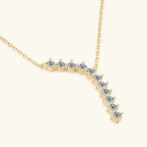 Moissanite Y-Pendant 14k Gold/ 925 Sterling Silver Y Necklace